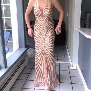 rose gold prom dress